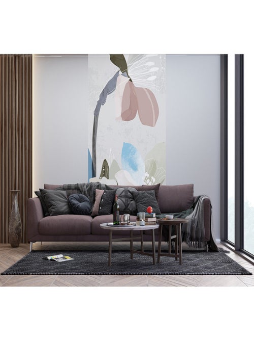 Poster intissé - dessin de fleurs en peinture 150 x 270 cm - Kiabi