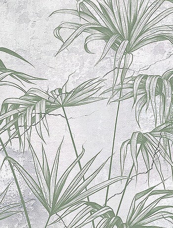 Poster intissé - jungle et fougère en noir et blanc - 150 x 270 cm