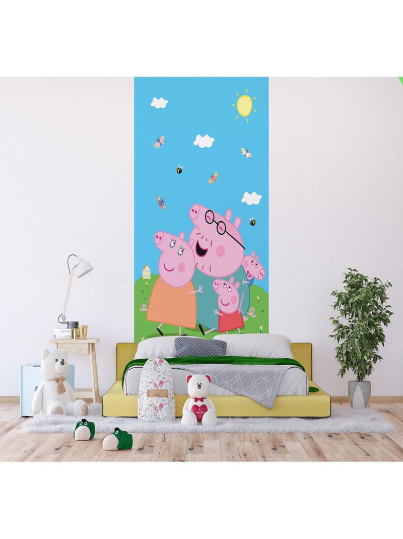 Poster intissé - Peppa Pig avec sa famille - 150 x 270 cm Multicolore - Kiabi