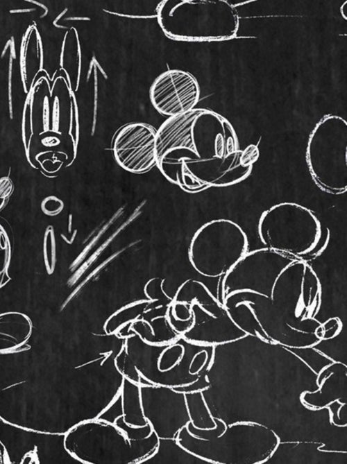 Poster intissé tableau à la craie Mickey Disney 120x200cm - Kiabi
