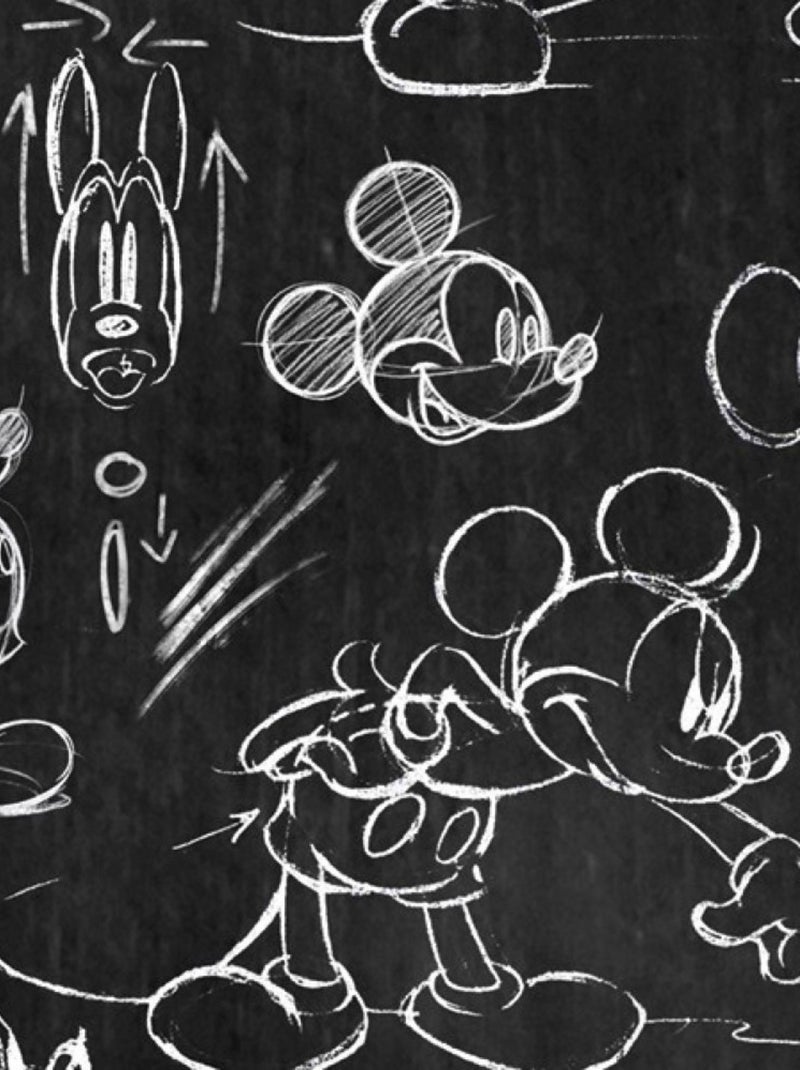 Poster intissé tableau à la craie Mickey Disney 120x200cm Noir Noir - Kiabi