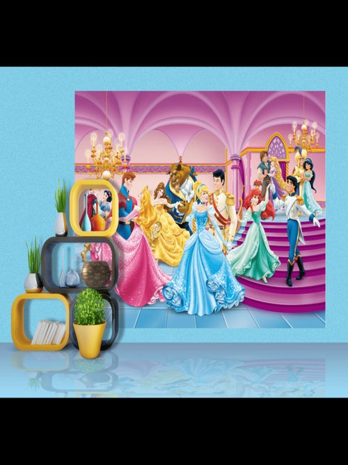 Poster Intissé XXL - Princesses et Princes Disney dansent au bal - 255 cm x 180 cm - Kiabi