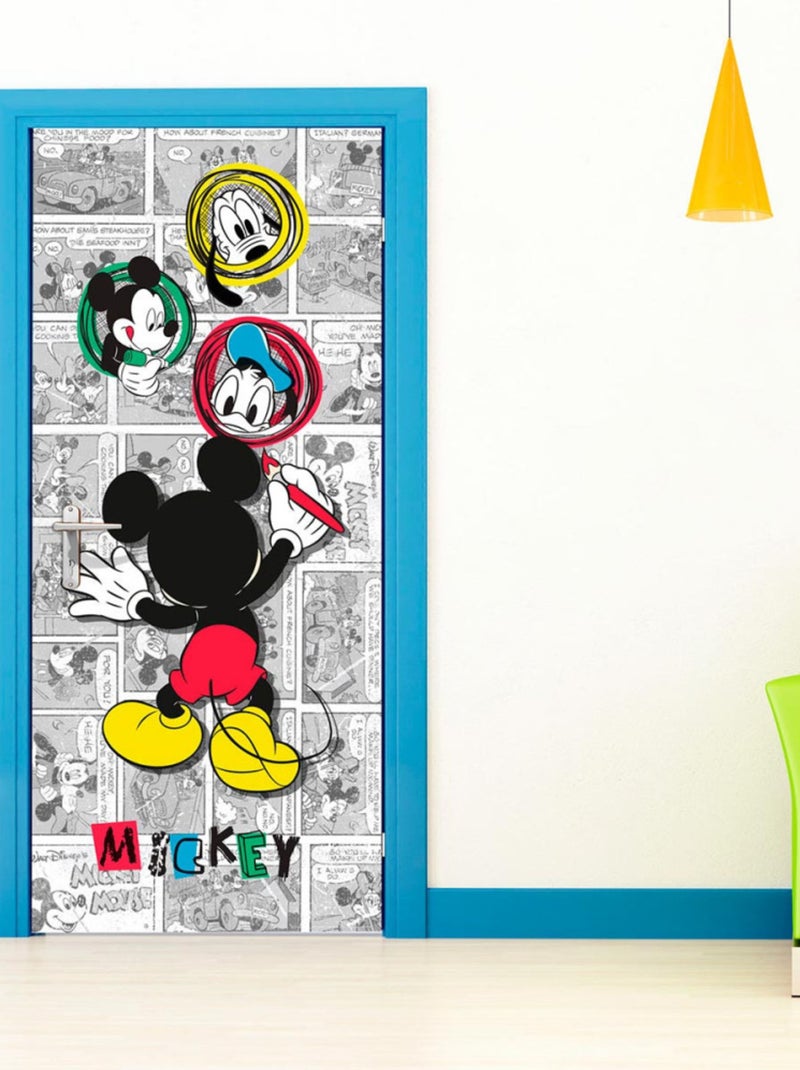 Poster porte Dessin Mickey Mouse Disney intisse 90X202 CM Multicolore - Kiabi