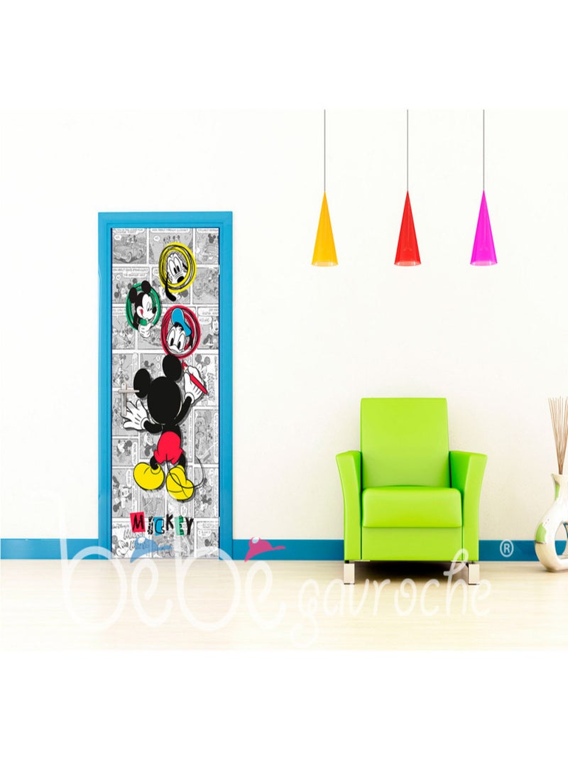 Poster porte Dessin Mickey Mouse Disney intisse 90X202 CM Multicolore - Kiabi