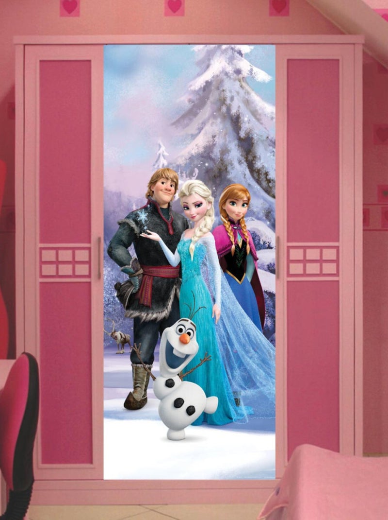 Poster porte La Reine des Neiges Disney Frozen intisse 90X202 CM Multicolore - Kiabi