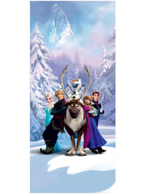 Poster Porte La Reine des Neiges Elsa Anna Olaf Sven Kristoff Hans de Disney intisse 90X202 CM - Kiabi