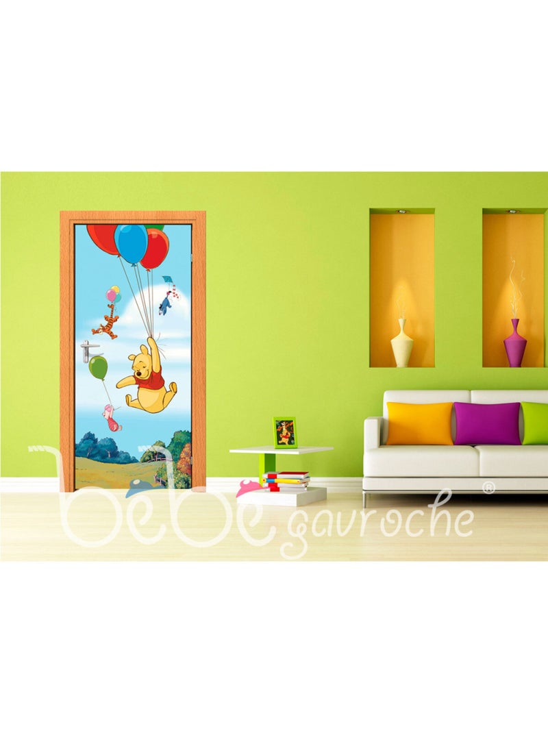 Poster porte Winnie l'Ourson Ballon Disney intisse 90X202 CM Multicolore - Kiabi