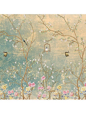 Poster Thème arbres, fleurs et oiseaux - 360 x 254 cm