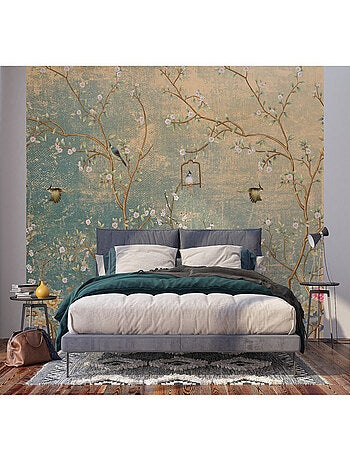 Poster Thème arbres, fleurs et oiseaux - 360 x 254 cm