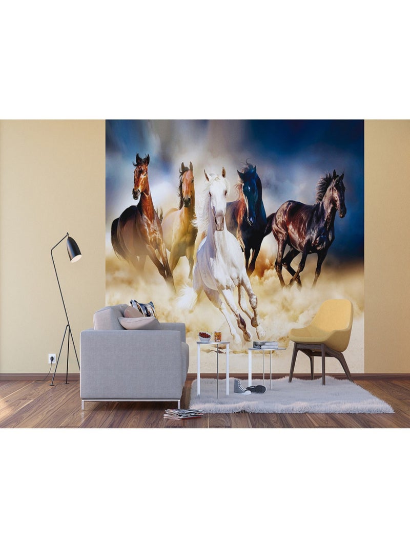 Poster Thème chevaux courent - 360 x 270 cm Multicolore - Kiabi