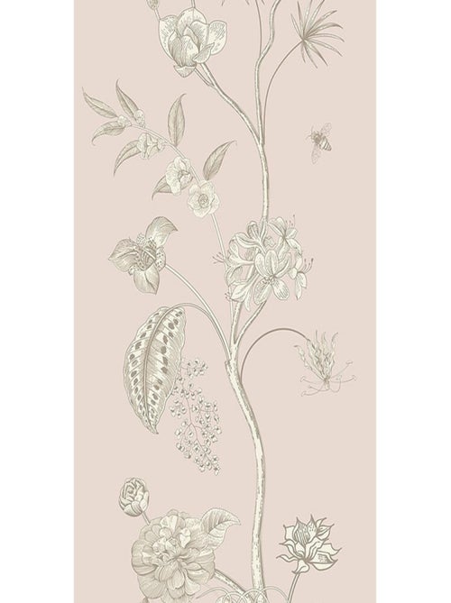 Poster Thème fleurs blanches et fond rose - 90 x 202 cm - Kiabi