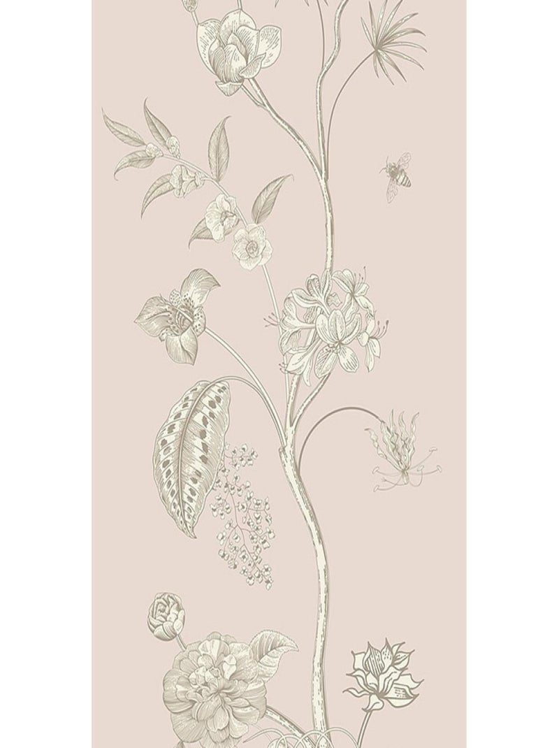 Poster Thème fleurs blanches et fond rose - 90 x 202 cm Multicolore - Kiabi