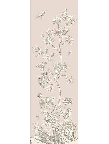 Poster Thème fleurs blanches et fond rose - 90 x 270 cm