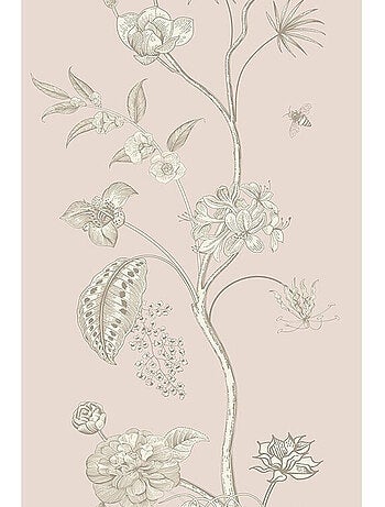 Poster Thème fleurs blanches et fond rose - 90 x 270 cm