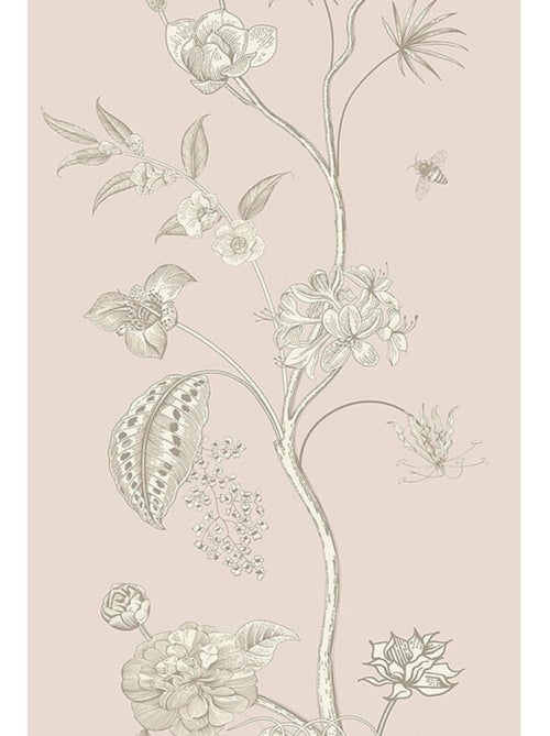 Poster Thème fleurs blanches et fond rose - 90 x 270 cm - Kiabi