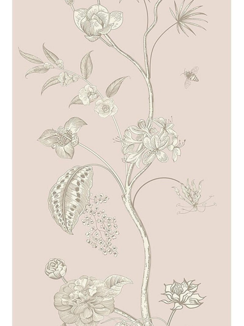 Poster Thème fleurs blanches et fond rose - 90 x 270 cm Multicolore - Kiabi