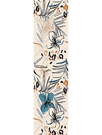 Poster Thème fleurs bleues et fougère - 90 x 202 cm