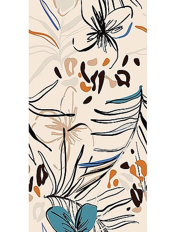 Poster Thème fleurs bleues et fougère - 90 x 202 cm