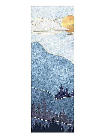 Poster Thème montagne bleue - 90 x 270 cm