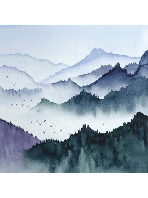 Poster Thème Watercolor Forest - 375 x 270 cm - Kiabi