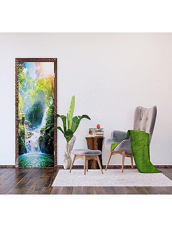 Poster Thème Waterfall chute d'eau et arbres - 90 x 202 cm