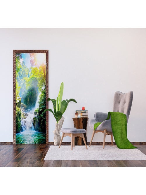 Poster Thème Waterfall chute d'eau et arbres - 90 x 202 cm - Kiabi