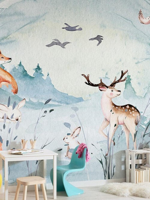 Poster XXL animaux dans la foret l350 x h280 cm - Kiabi