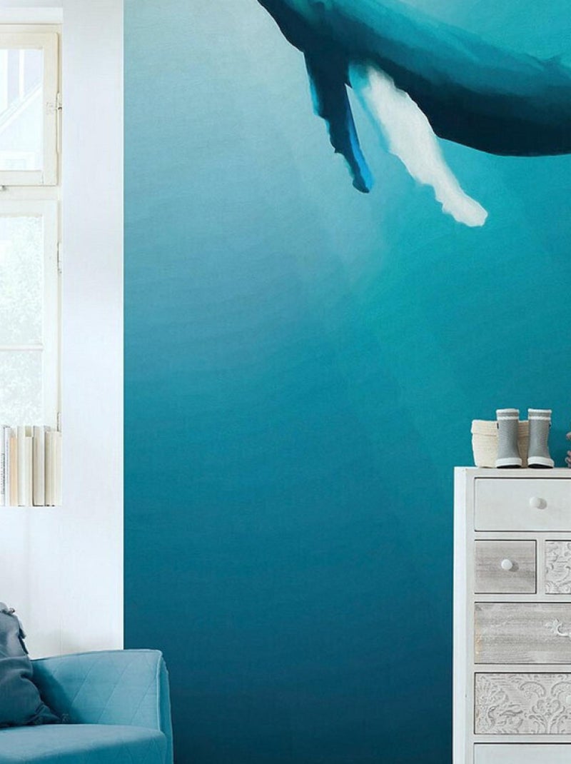 Poster XXL baleine a bosse l200 x h280 cm Bleu - Kiabi
