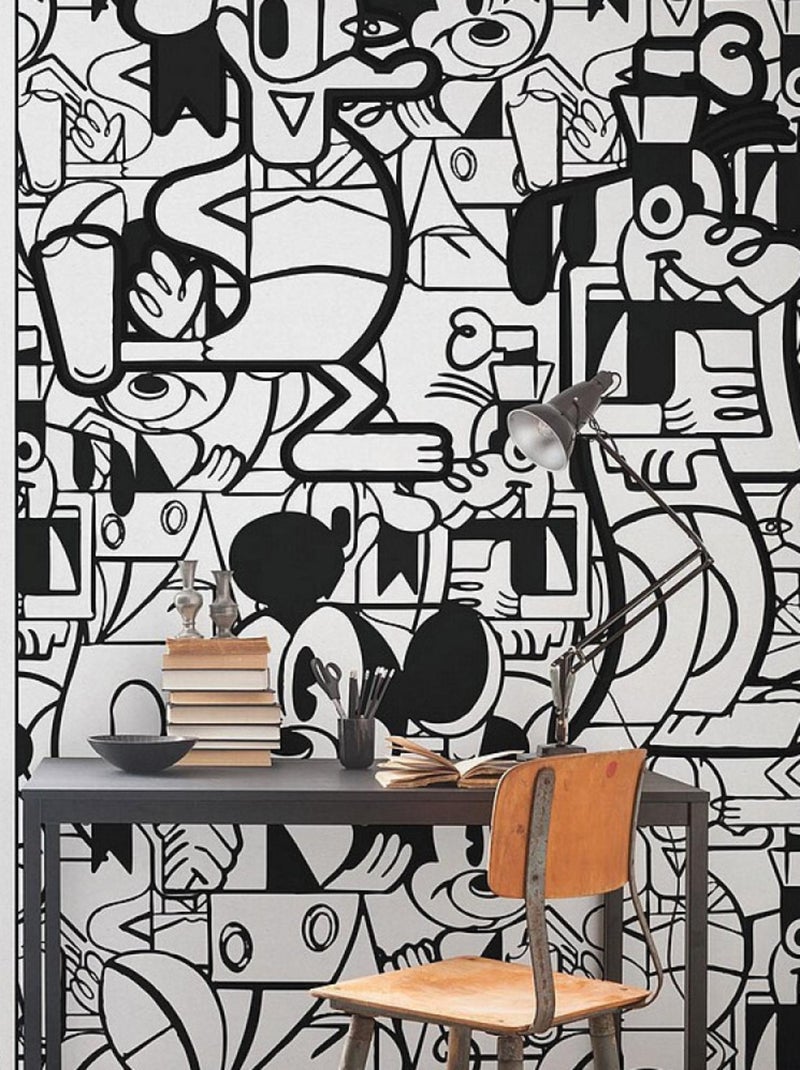 Poster XXL Disney -Mickey Constructive- esprit BD l200 x H280 cm Noir Noir - Kiabi