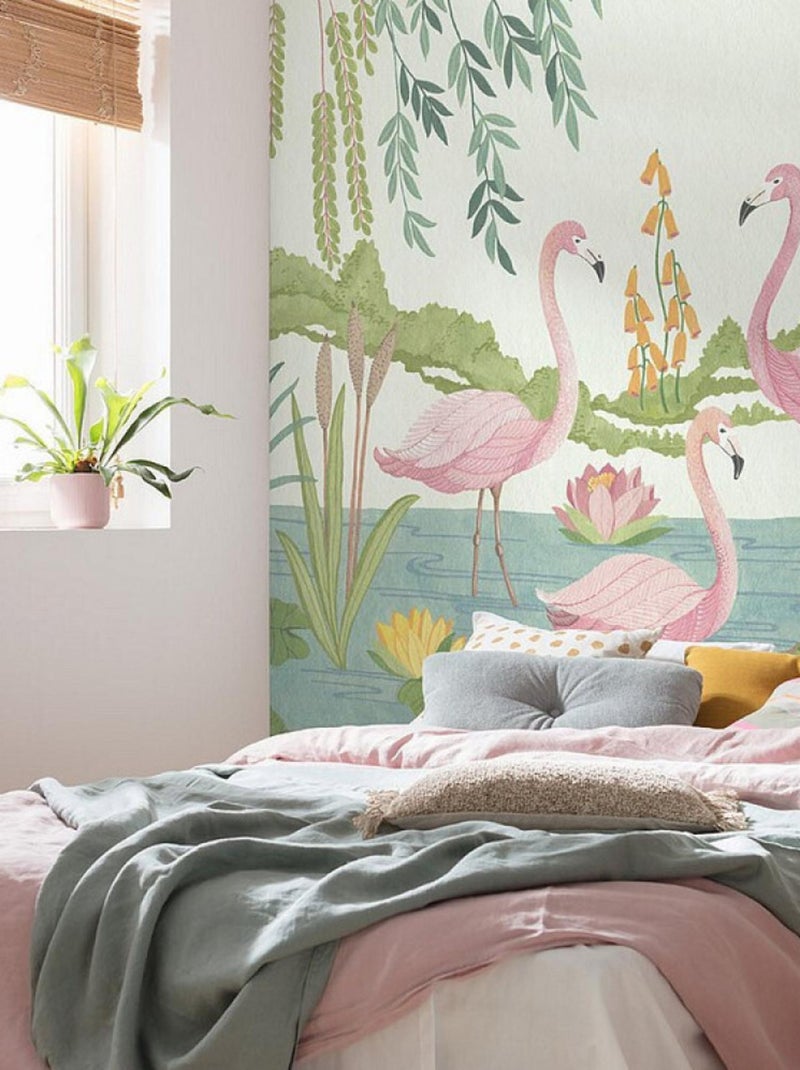 Poster XXL flamant rose l200 x h280 cm Blanc - Kiabi