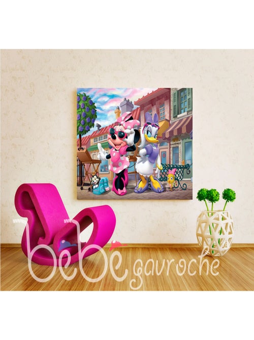 Poster XXL intisse Minnie et Daisy en ville Disney 155X115 CM - Kiabi