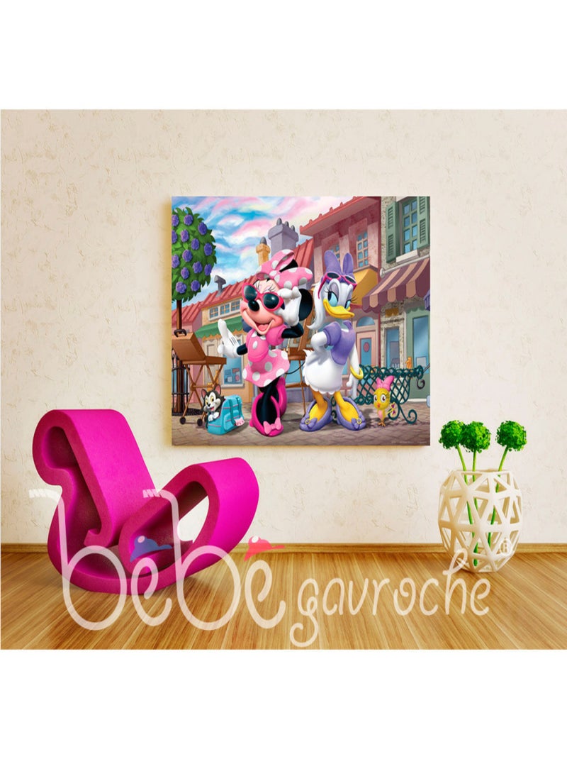 Poster XXL intisse Minnie et Daisy en ville Disney 155X115 CM Multicolore - Kiabi