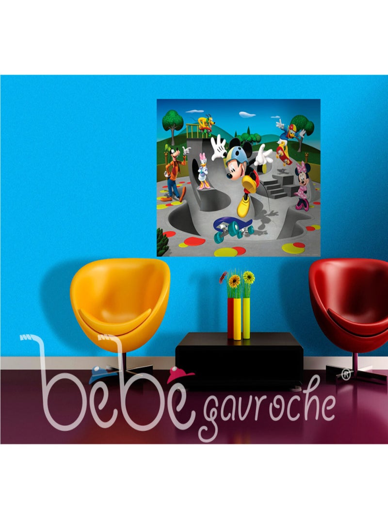 Poster XXL intisse Skatepark Mickey Mouse Disney 155X115 CM Multicolore - Kiabi