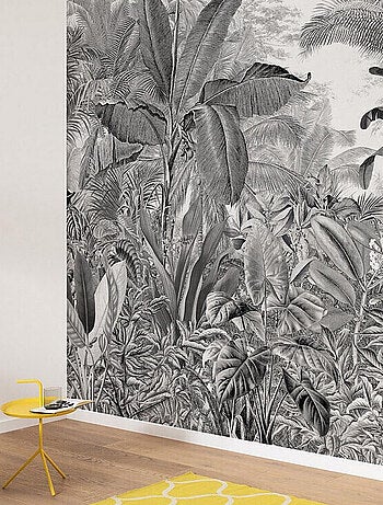 Poster XXL jungle en noir et blanc l350 x h280 cm