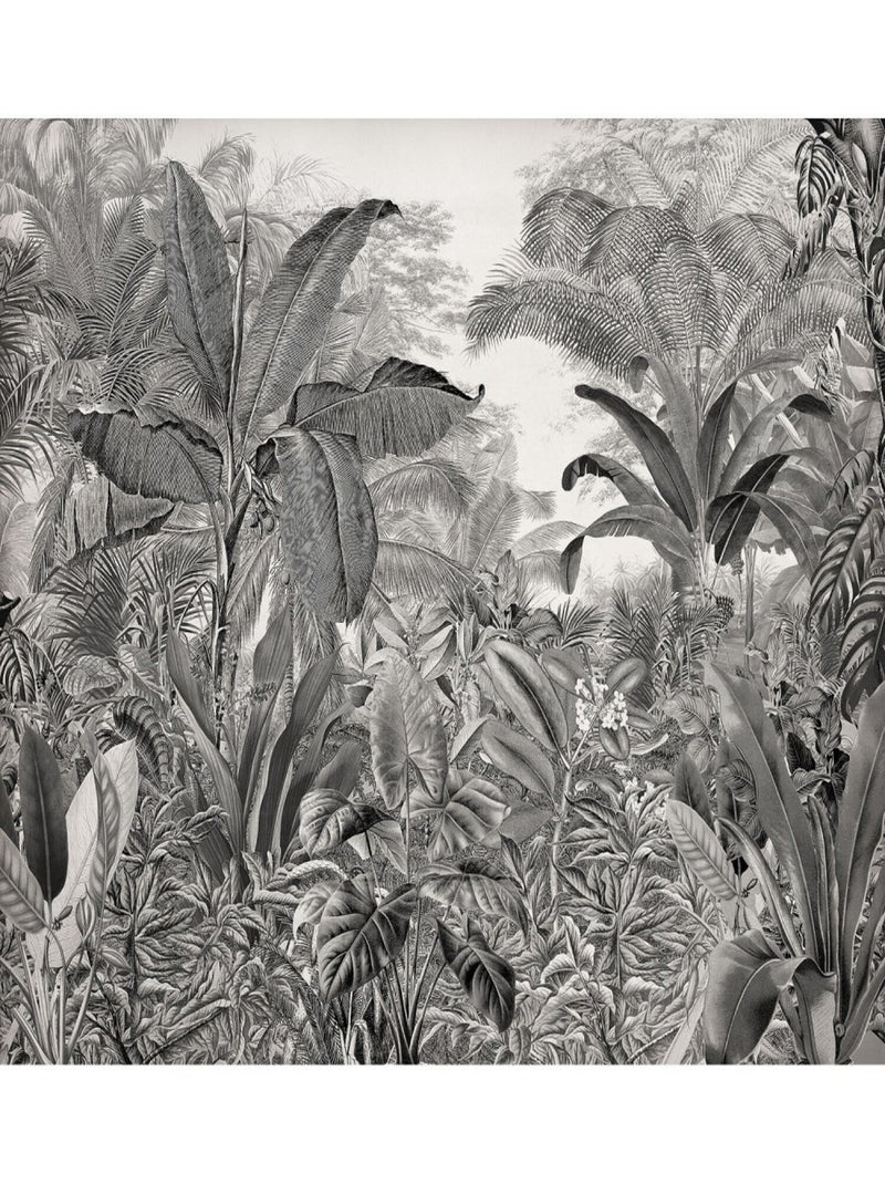 Poster XXL jungle en noir et blanc l350 x h280 cm Blanc - Kiabi