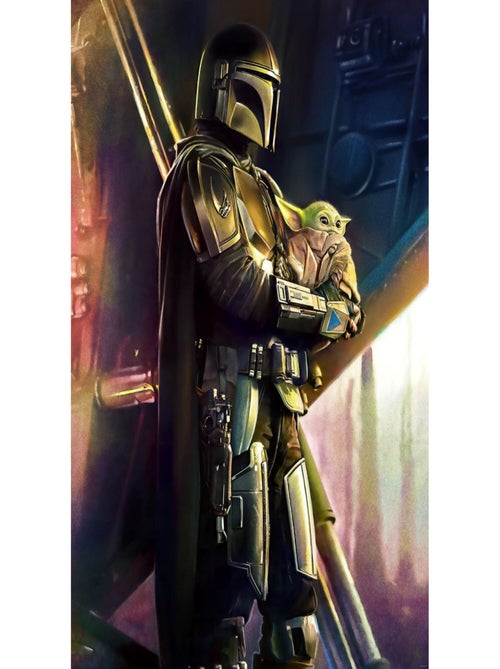 Poster XXL Mandalorian Sauveur Din Jarin et Grogu Bébé Yoda- 200 cm - 280 cm - Kiabi