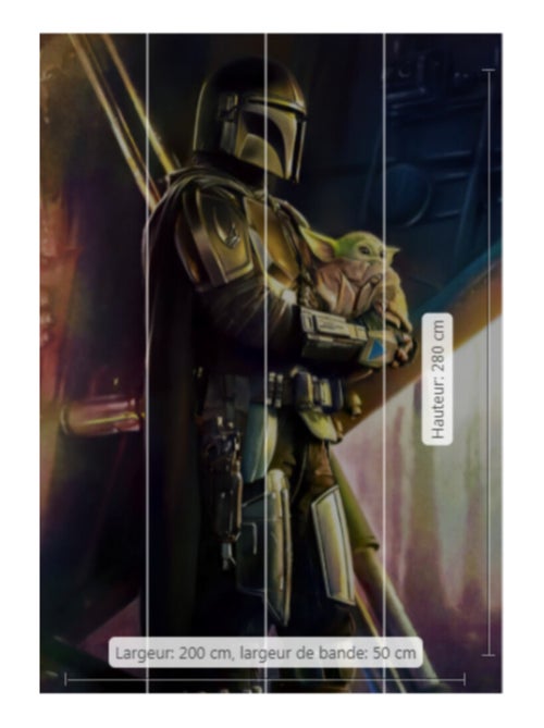 Poster XXL Mandalorian Sauveur Din Jarin et Grogu Bébé Yoda- 200 cm - 280 cm - Kiabi