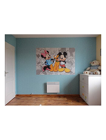 Poster XXL Mickey Minnie Mouse Disney en gris 155X110 cm