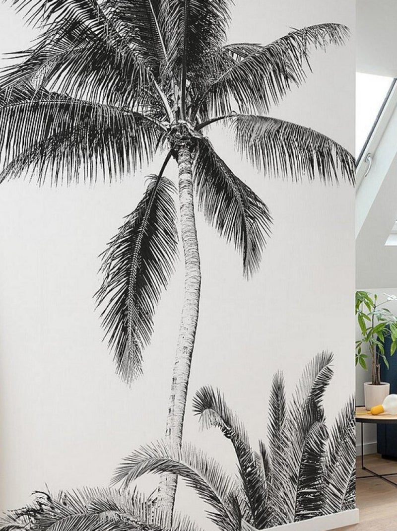 Poster XXL palmier vintage l200 x h280 cm Blanc - Kiabi