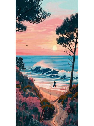 Posters de nos Régions - Affiche - La Plage le surf et le soleil