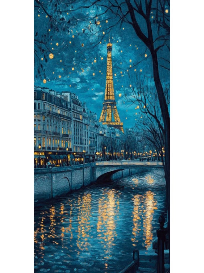 Posters de nos Régions - Affiche - Paris de nuit à la Van Gogh Multicolore - Kiabi