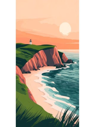 Posters de nos Régions - Affiche - Phare au coucher de soleil