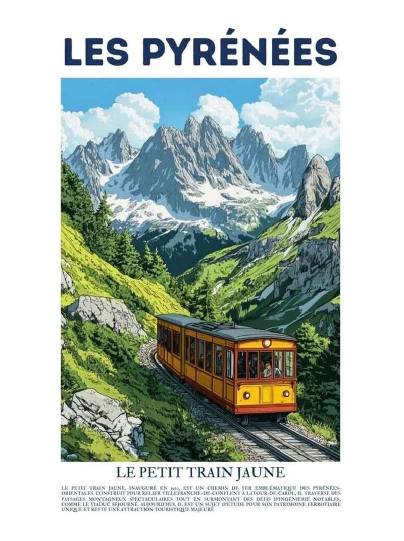 Posters de nos Régions - Affiche - Pyrénées Petit Train Jaune Multicolore - Kiabi