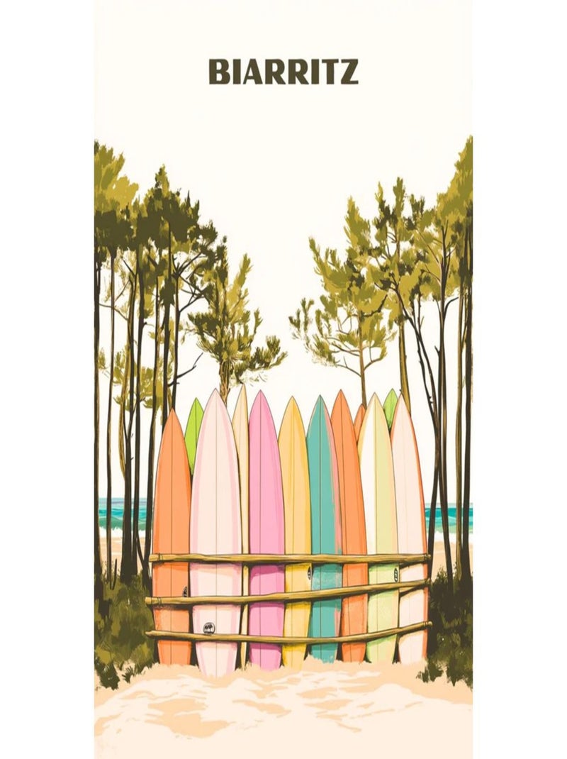 Posters de nos Régions - Affiche - Retro Surf Biarritz Multicolore - Kiabi