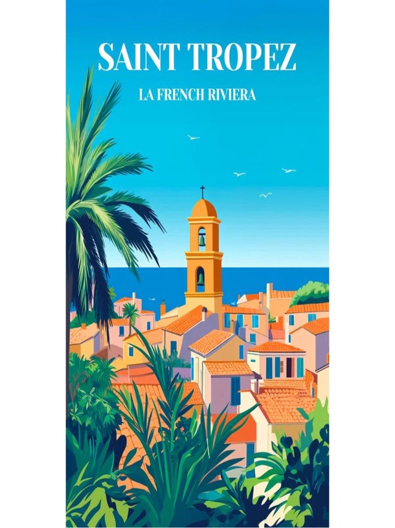 Posters de nos Régions - Affiche - Saint-Tropez Vintage Rétro Multicolore - Kiabi