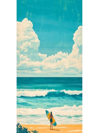 Posters de nos Régions - Affiche - Surf Vintage Plage