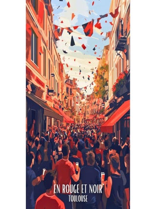Posters de nos Régions - Affiche - Toulouse En Rouge et Noir Rugby