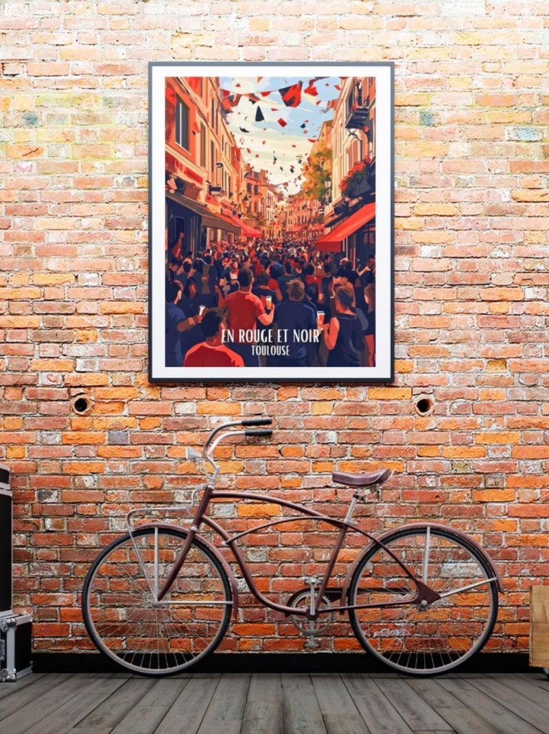 Posters de nos Régions - Affiche - Toulouse En Rouge et Noir Rugby Multicolore - Kiabi