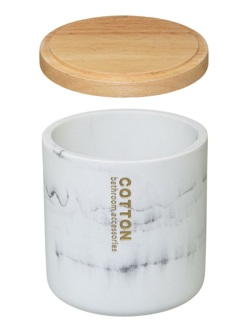 Pot à coton effet marbre LEA Blanc - Kiabi