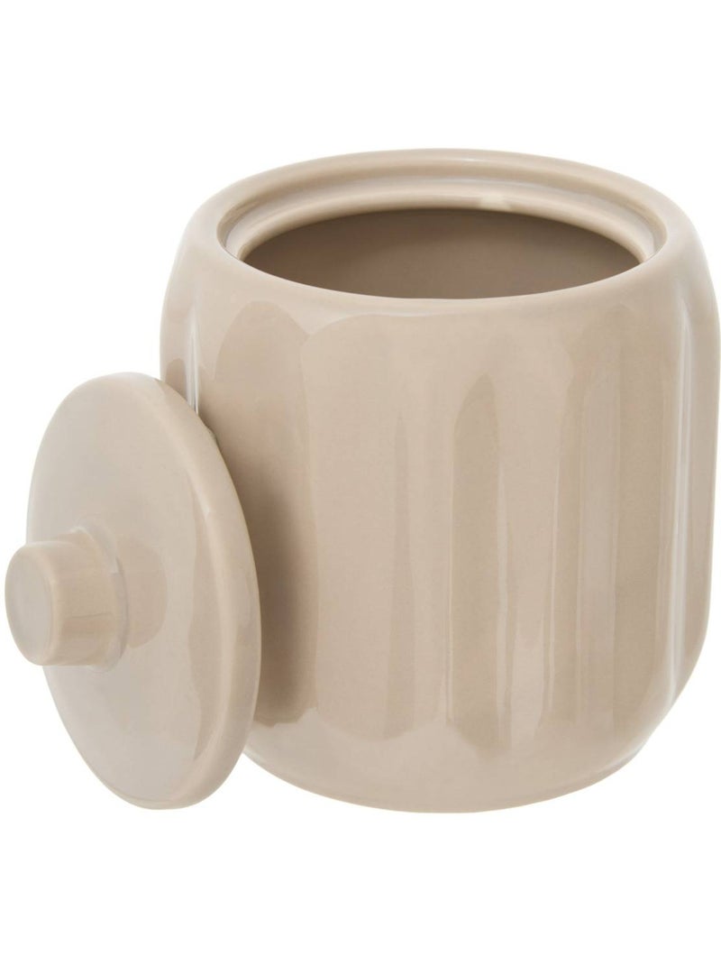 Pot à coton rond en grès colorama Beige - Kiabi